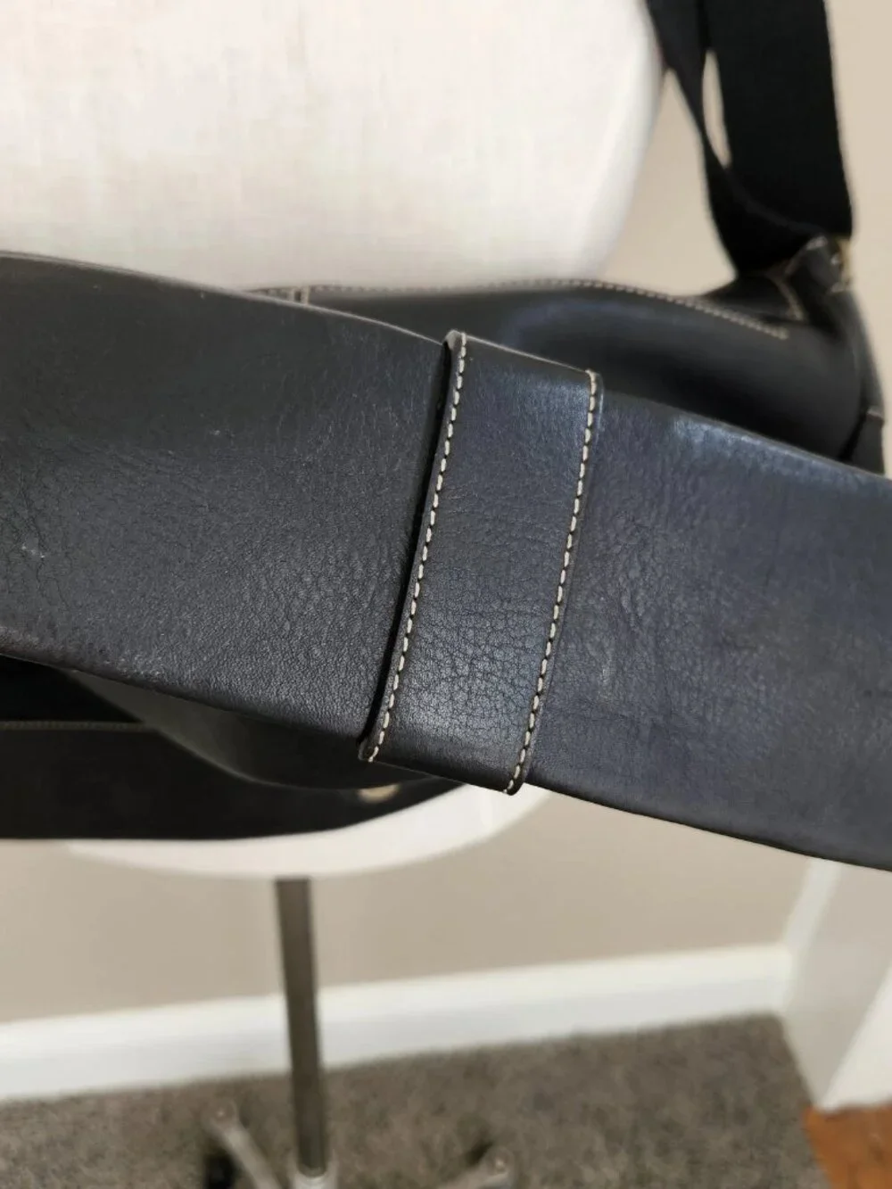 Puntotres black leather laptop messenger briefcase bag Spain